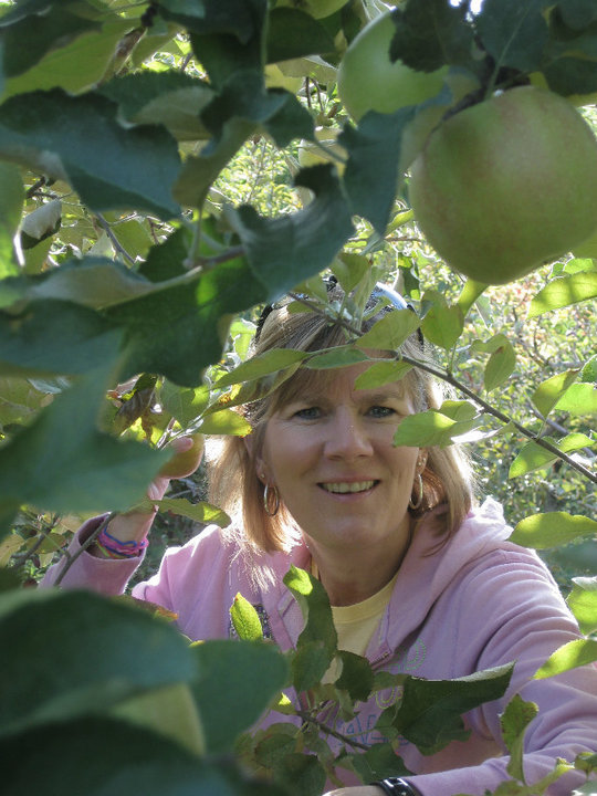 Christy picking apples